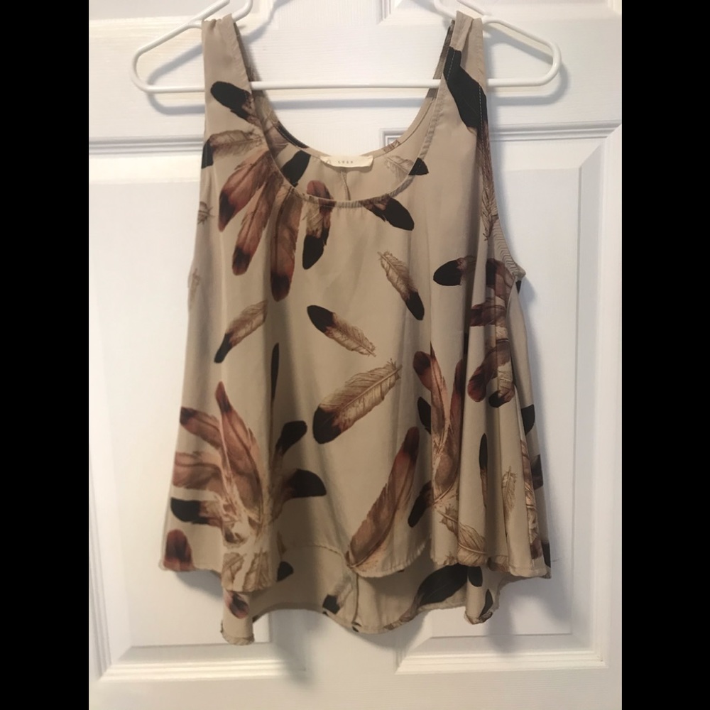 Silk feather print tank